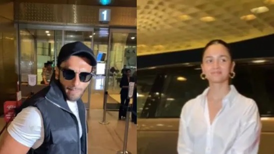 Alia Bhatt poses, Ranveer Singh waves as they fly out of Mumbai for Rocky aur Rani promotions