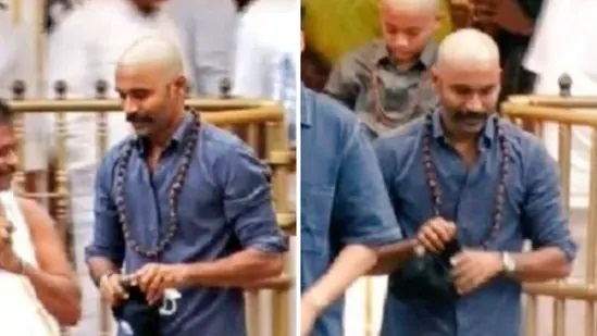 Dhanush stuns fans with a clean-shaven head during his visit to Tirupati Temple