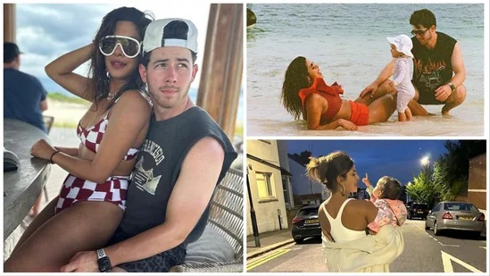 Priyanka Chopra enjoys a refreshing sea dip during her beach vacation, with Malti and Nick Jonas by her side: Captured in stunning pics