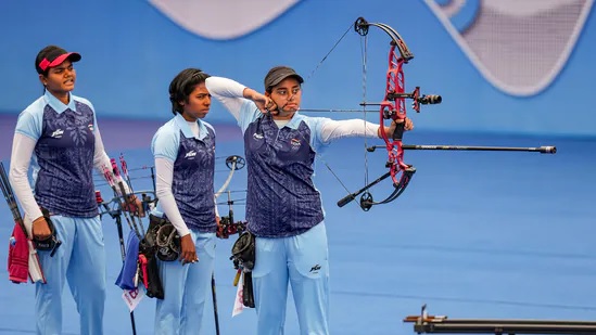 Jyothi, Aditi, and Parneet Hit the Bullseye for Gold in Compound Archery at the Asian Games