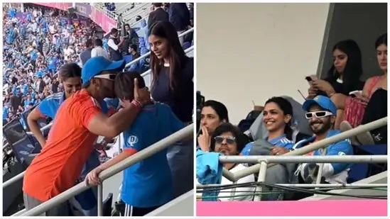 Deepika Padukone and Ranveer Singh Shower AbRam and Suhana Khan with Kisses During Heartwarming Meeting with Shah Rukh Khan at World Cup Final