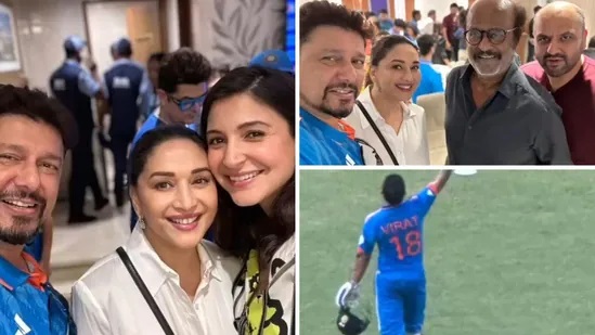 Madhuri Dixit Joins the Celebration of Team India’s Impressive Victory, Shares a Joyful Selfie with Anushka Sharma and Rajinikanth