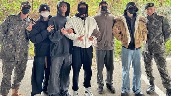 BTS Members, Jungkook, Jin, J-Hope, Suga, Jimin, V, and RM, Pose Together Before Military Enlistment